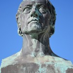 Hegel-Denkmal in Berlin-Mitte von Gustav Blaeser von 1870, Detailansicht von dem Porträt-Kopf