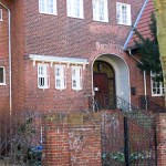 Haus Auhagen in Berlin-Dahlem von Heinrich Lassen, Detailansicht der Nordseite mit Eingangsbereich
